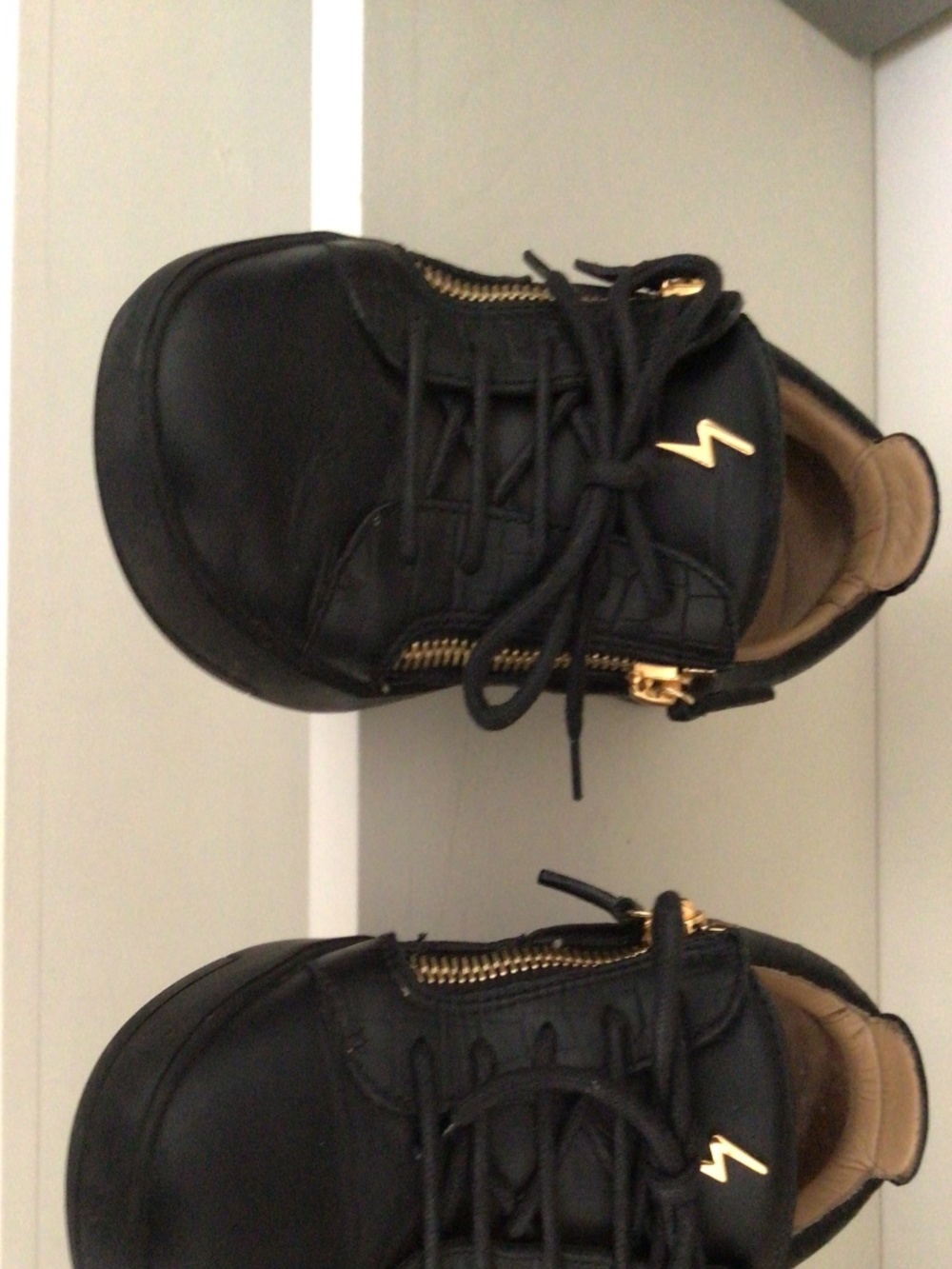 Giuseppe Zanotti Black Leather Womens Tennis Shoes, Size 36 - Picture 5 of 5